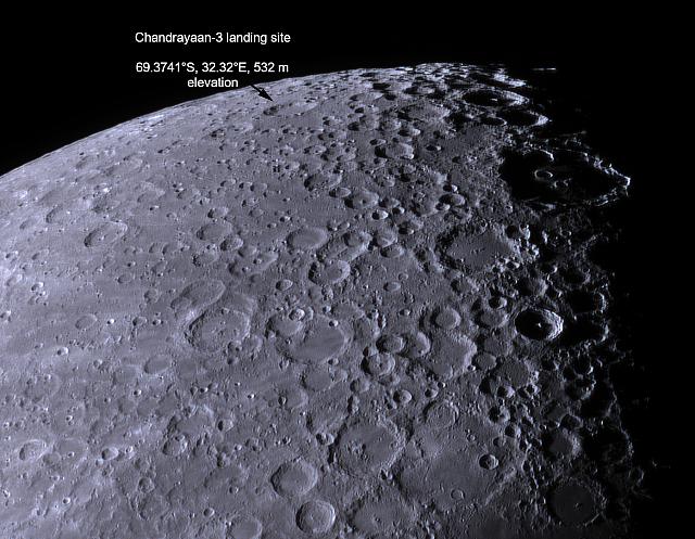 Chandrayaan-3 landing site 2023-08-25 0745UT ETX-90 QHY5III462C MCollins